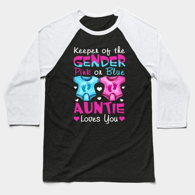 Keeper Of The Gender Auntie Loves You Baby Announcement Aunt Baseball T-Shirt by Xonmau